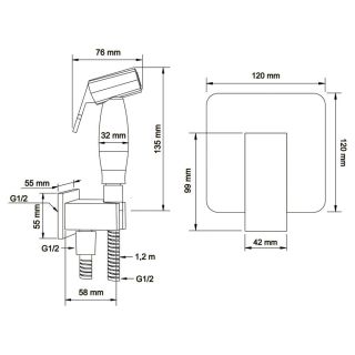 Гигиенический душ Swedbe Platta 5527 со смесителем хром